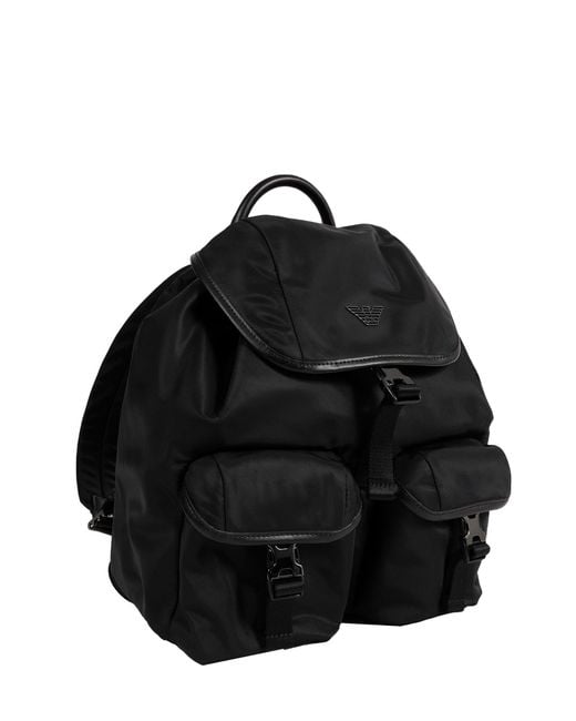 Emporio Armani Black Logo Backpack for men