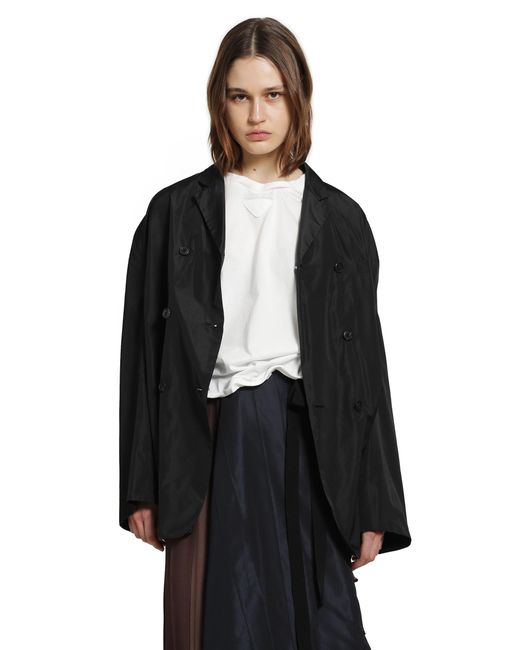 Prada Black Double-Breasted Technical Taffeta Jacket