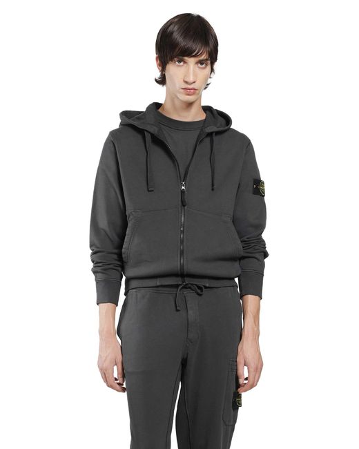 Stone Island Black 6100061 Zip-Up Hoodie for men