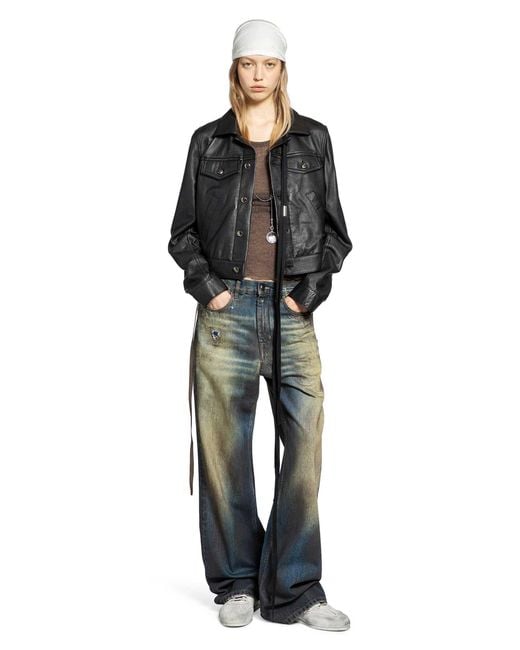 Ann Demeulemeester Black Ilmi Satin Structured Leather Jacket