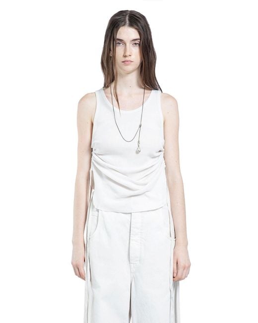 Ann Demeulemeester White Mara Wrinkled Cropped Tank Top