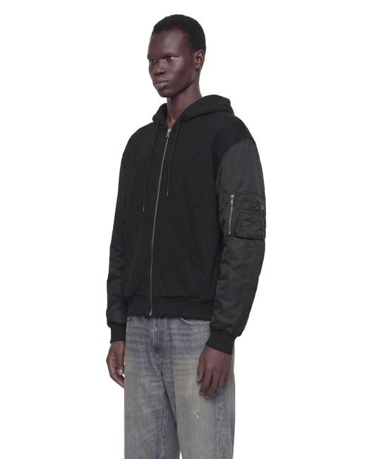 MM6 by Maison Margiela Black Jersey And Nylon Zip-Up Hoodie for men
