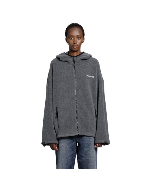 Miu Miu Gray Oversized Fleece Sweatshirt