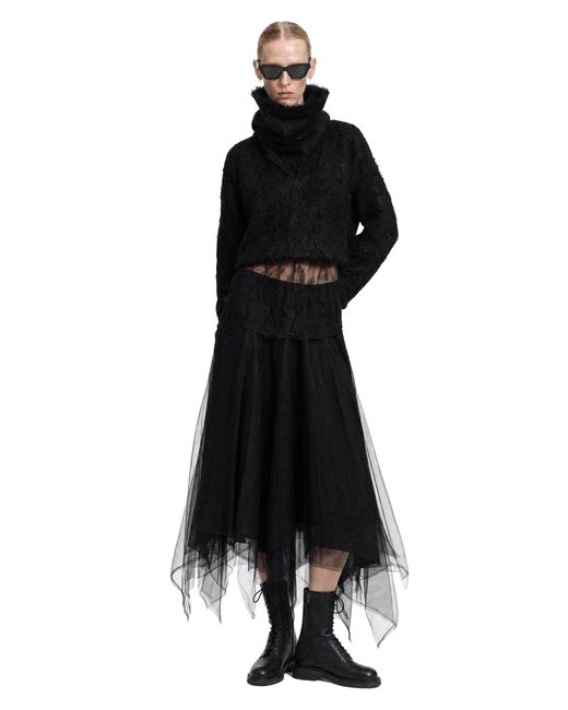 Marc Le Bihan Black Fluffy Mohair Cropped Turtleneck