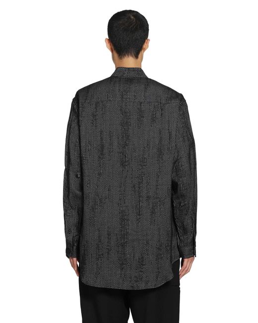 Yohji Yamamoto Black Stripe Stand Collar Blouse for men