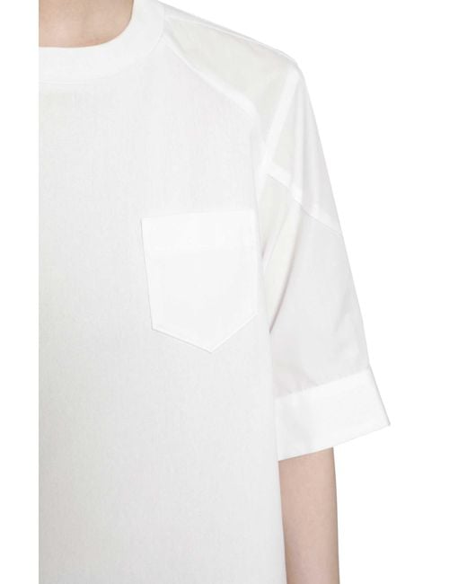 Sacai Black Poplin X Cotton Jersey T-Shirt