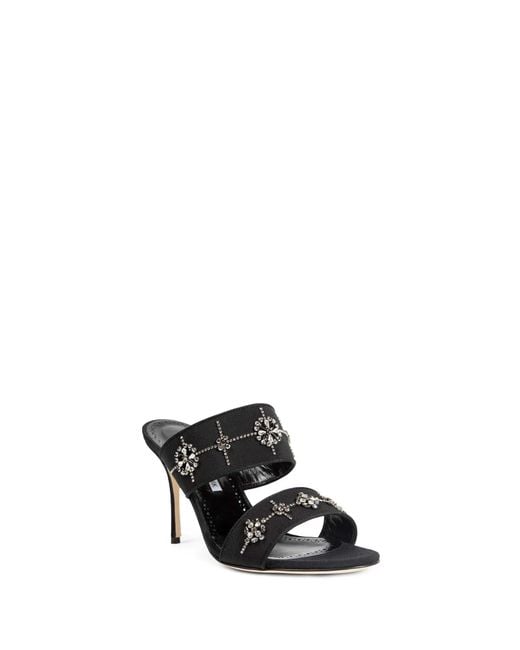Manolo Blahnik Black Ralota Crystal Pumps
