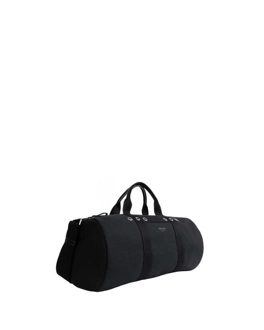 Prada Black Canvas Duffle Bag for men