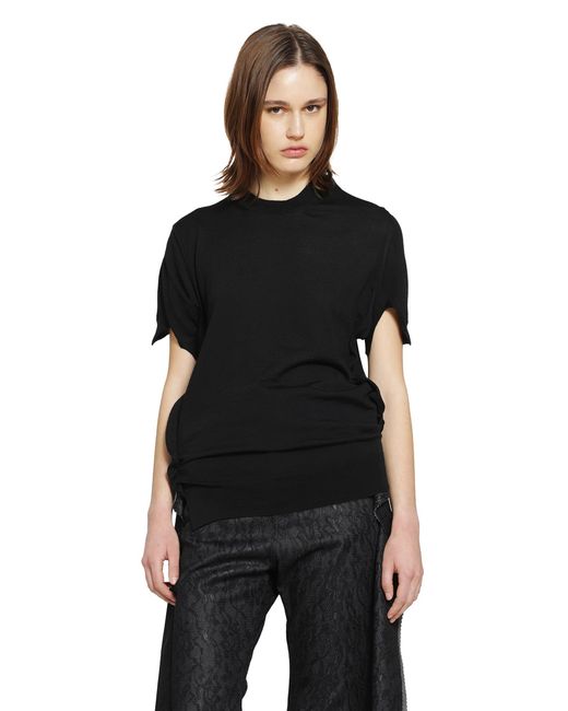 Junya Watanabe Black Short Sleeve Wool Sweater With Splits