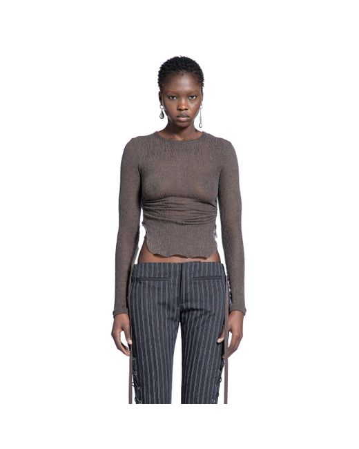 Ann Demeulemeester Gray Oke Long Sleeve Crop Top