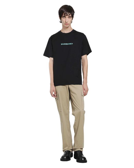 Burberry Black Heritage Logo Cotton T-Shirt for men