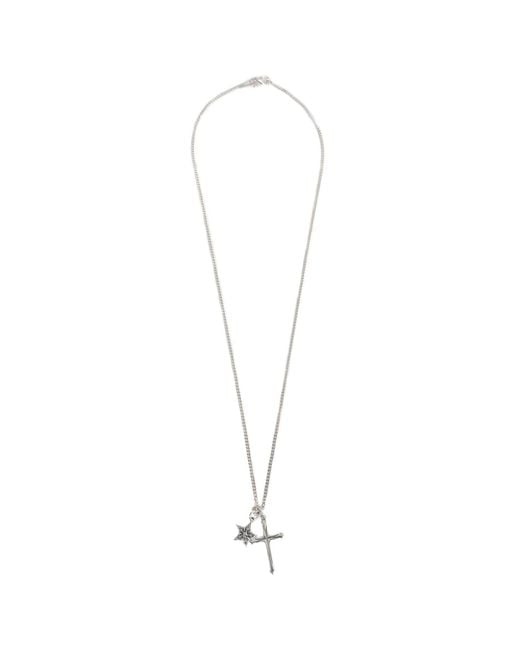 Emanuele Bicocchi Metallic Stella Notre Dame Cross Necklace for men
