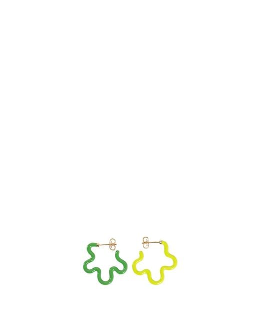 Bea Bongiasca Green Two-Tone Flower Earrings