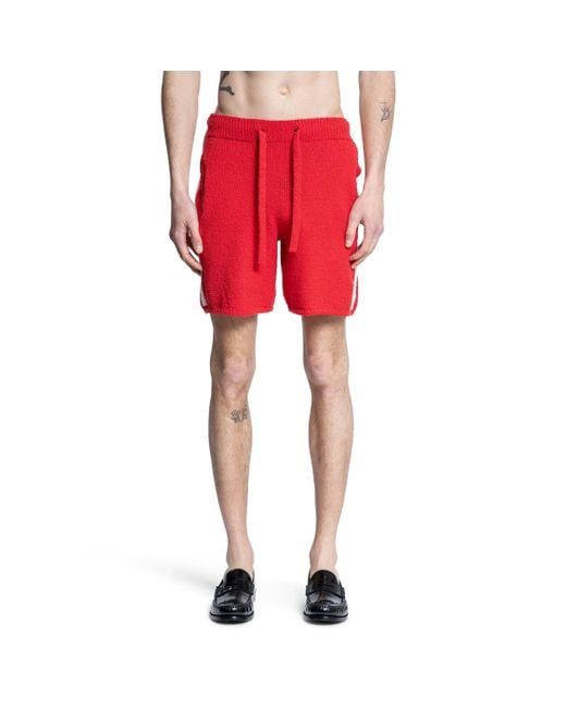 Laneus Red Stretch Cotton Nylon Knit Shorts for men