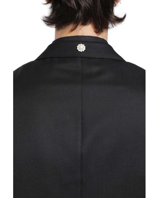Simone Rocha Black Structured Slash Blazer With Daisy for men