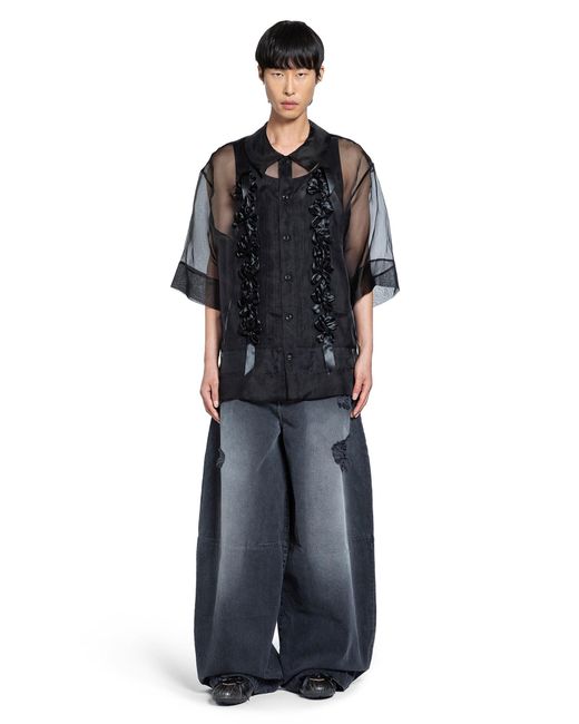 Simone Rocha Black Distressed Wide Leg Puddle Jeans for men