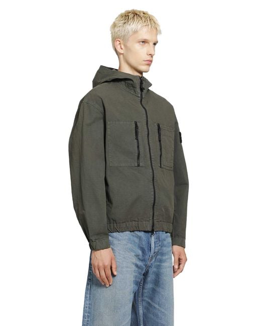 Stone Island Gray 1200011 Hooded Overshirt for men