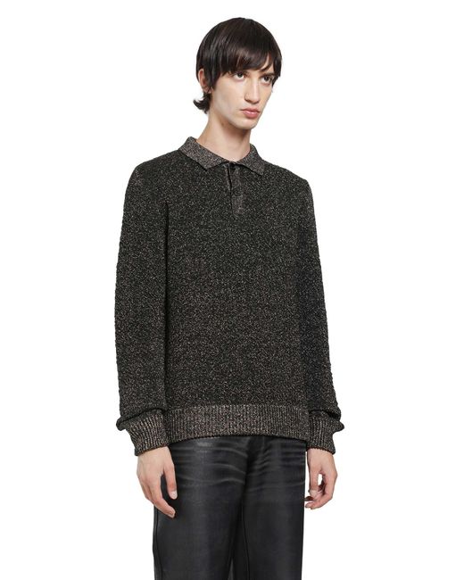 Marni Black Lurex Wool Polo Sweater for men