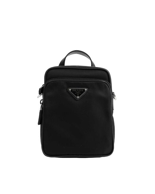 Prada Black Re-Nylon And Saffiano Leather Shoulder Bag for men