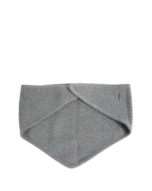 Miu Miu Gray Logo Patch Knitted Scarft