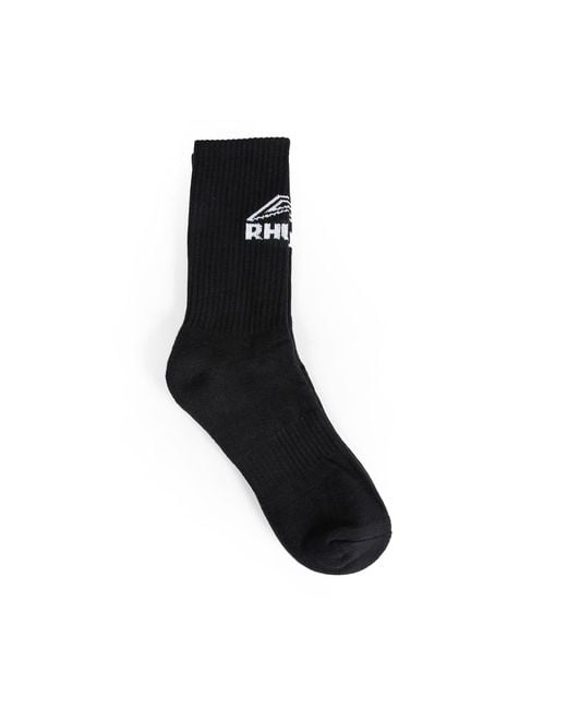 Rhude Black Campione Logo Socks for men