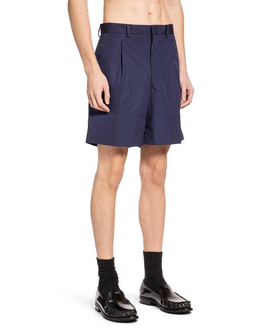 Prada Blue Cotton Bermudas for men