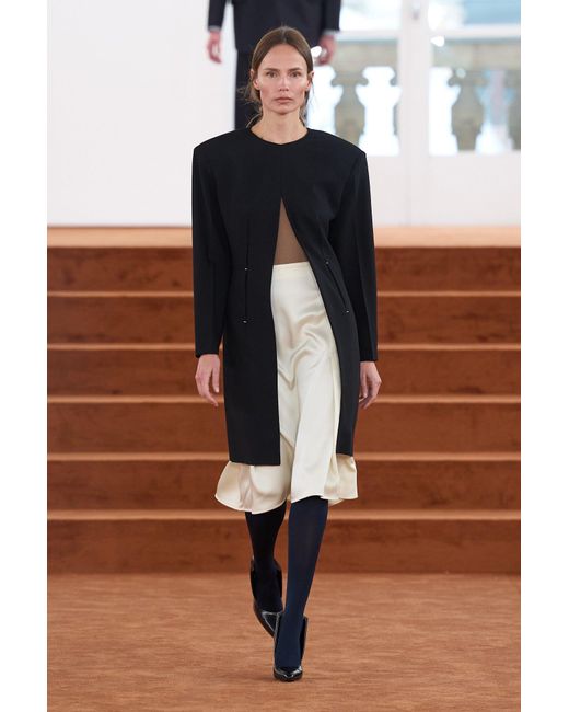 Jil Sander White Envers Satin Pleated Skirt