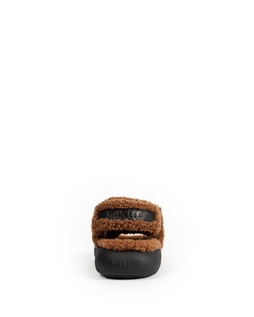 Moon Boot Brown Shearling Sandals