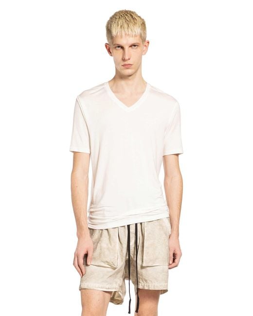 Thom Krom White Stretch Modal Silk V-Neck T-Shirt for men