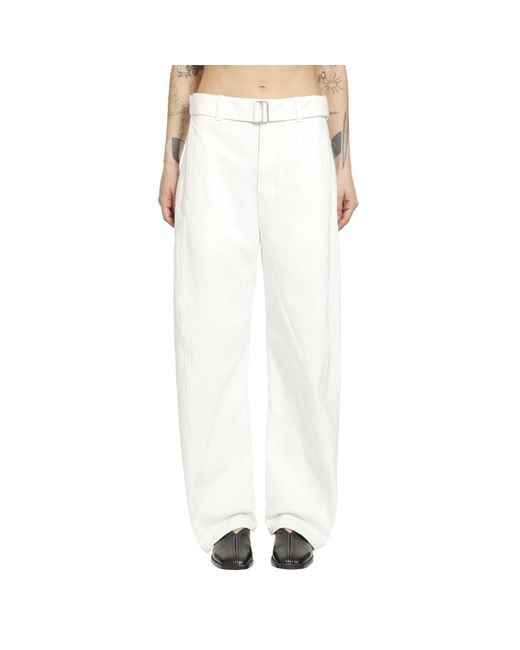 Lemaire White Twisted Belted Pants