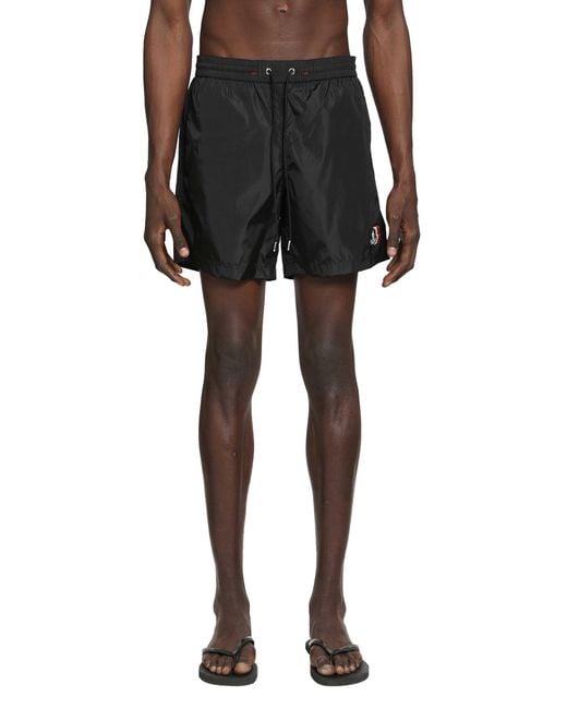 Moncler Black Logo Patch Swim Shorts for men