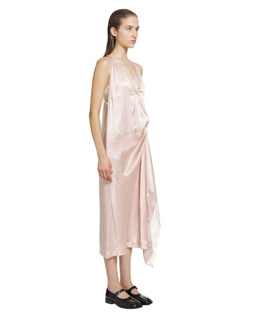 Maison Margiela Pink Silk Slip Midi Dress