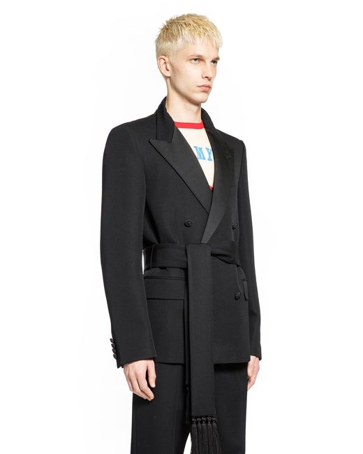 Valentino Black Double-Breasted Wool Blazer With Belt for men