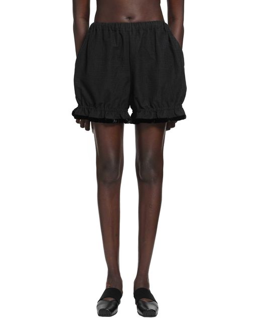 Renli Su Black Cotton Linen Balloon Shorts