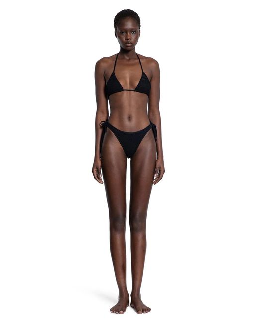 Laneus Black Pointelle Stitch Knit Bikini