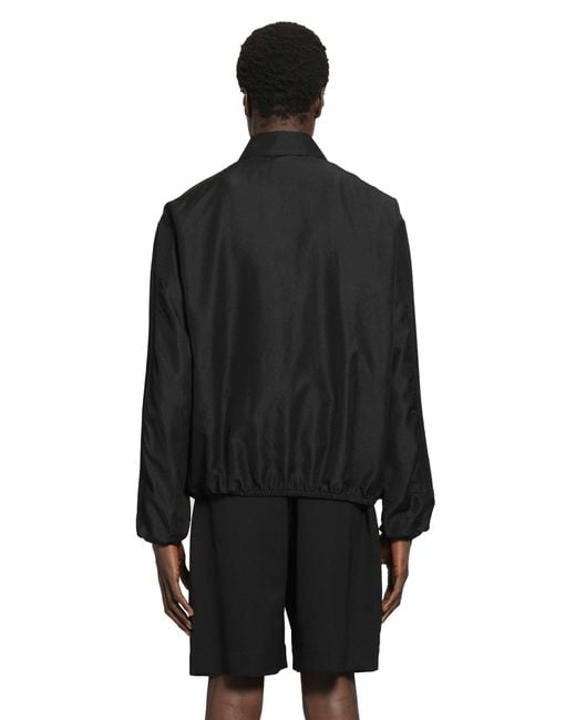 Ssstein Black Wool Silk Collared Zip Jacket for men