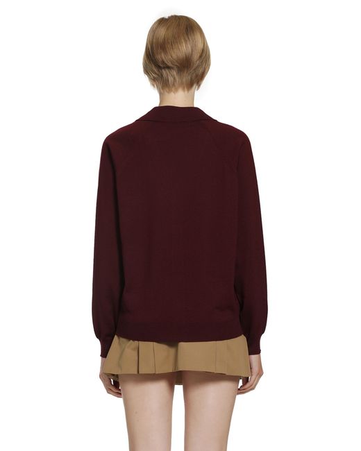 Miu Miu Red Wool Polo Sweater
