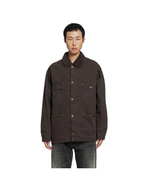 Emporio Armani Black Cotton Canvas Field Jacket for men