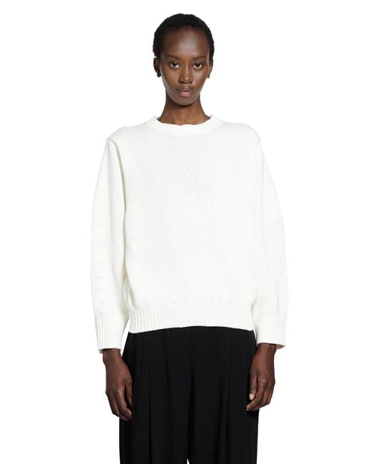 Totême White Oversized Crew Knit