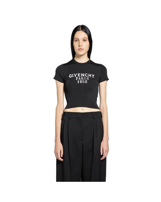 Givenchy Black 1952 Paris Short Sleeve Crop Top