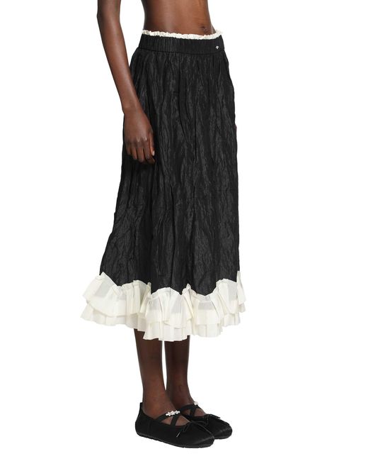 Renli Su Black Gathered A-Line Skirt