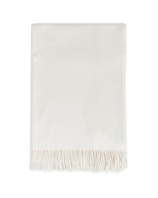 Max Mara White Cashmere Logo Stole