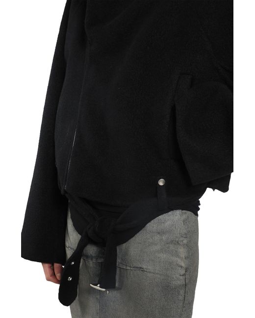 Rick Owens Black Concordia Cropped Scarf Flight Jacket Clothing