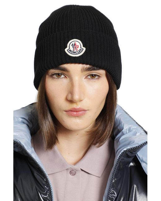 Moncler Black Cotton Beanie for men