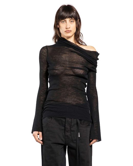 Ann Demeulemeester Black Tizziana Drop Shoulder Knit Top