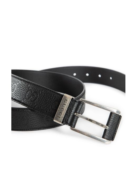 Gucci Black Jumbo Gg Leather Belt for men