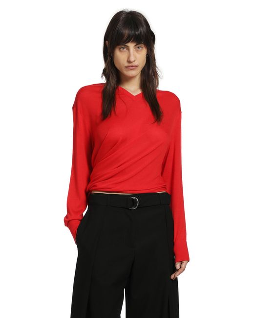Loewe Red Draped Wool Sweater
