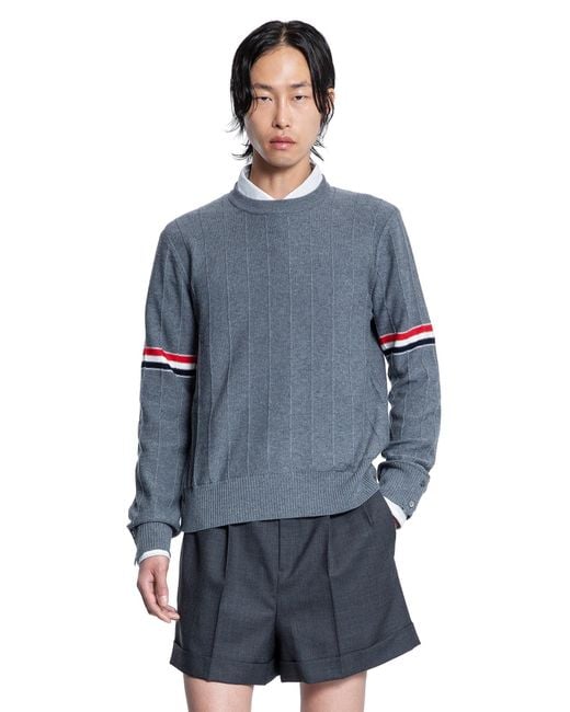 Thom Browne Blue Wool Relaxed Sweater for men