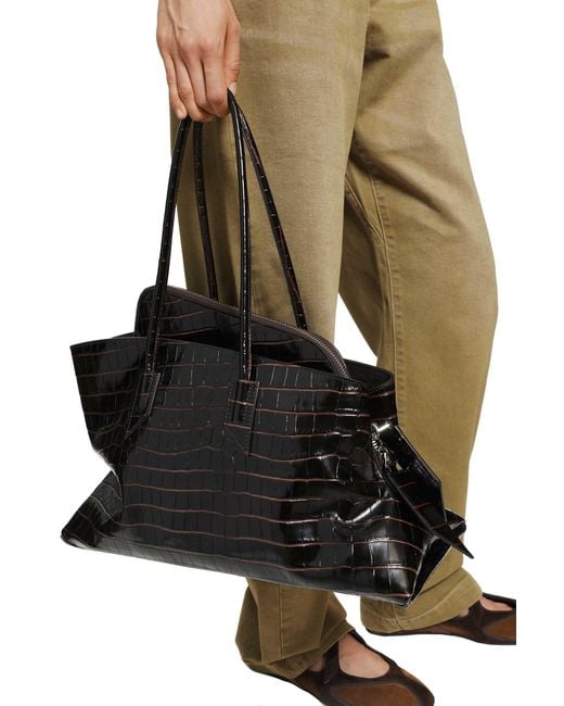The Attico Black La Passeggiata Medium Top Handle Bag