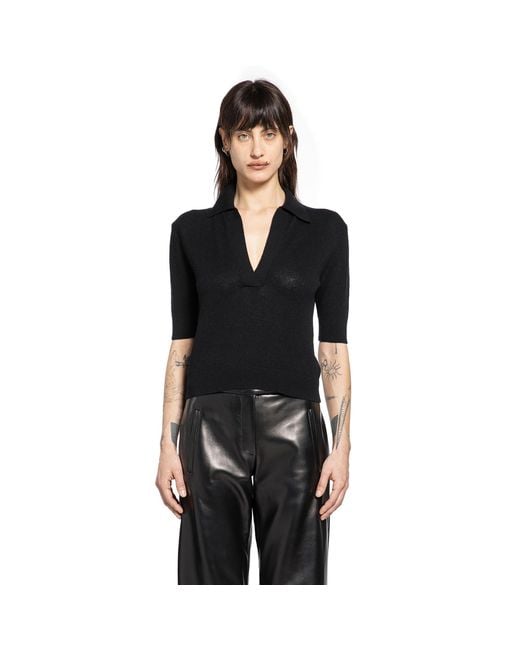 Khaite Black Shrunken Jo Knit Polo